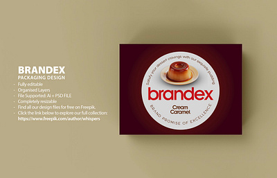 Brandex Cream Caramel - Premium Dessert Packaging Design (EPS) dessert label