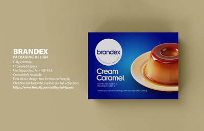 Brandex Cream Caramel - Premium Dessert Packaging Design (EPS) dessert label