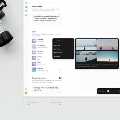 AI Image Generator — Editor screen ai ai chat artificial intelligence chat chatgpt clean design desktop editor input interface learning machine minimal saas sidebar ui user interface web web app