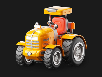 Stylized Tractor - 3D 3d assets 3d illustration animation car cartoon farm illustration stylized stylized tractor tractor yellow