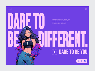 Dare to be different, Dare to be you. ai anime app branding cartoon character daily dailyui design ui design graphic design illustration midjourney poster ui ux visual webdesign website