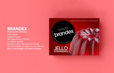 Premium Strawberry Jello Packaging Design eye catching