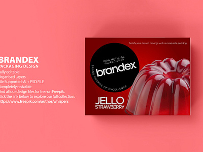 Premium Strawberry Jello Packaging Design eye catching