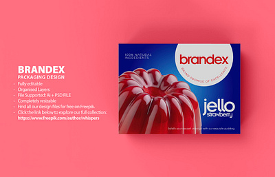 Premium Strawberry Jello Packaging Design eye catching