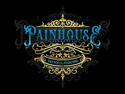 PAINHOUSE TATTOO & PIERCING - CUSTOM LOGO blackletter brandlogo brixinktattoo calligraphy customlogo gothic gothicletter lettering logodesigner logomaker tattoo tattoo tattooshop tattoologo tattoologomaker