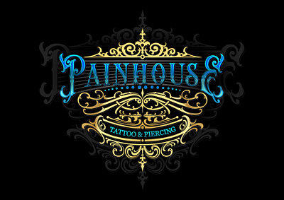 PAINHOUSE TATTOO & PIERCING - CUSTOM LOGO blackletter brandlogo brixinktattoo calligraphy customlogo gothic gothicletter lettering logodesigner logomaker tattoo tattoo tattooshop tattoologo tattoologomaker