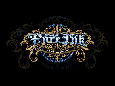 PURE INK TATTOO SHOP - CUSTOM LOGO blackletter brandlogo brixblackletter brixinktattoo businesslogodesign calligraphy commissionart commissionart procreate customlettering customlogo gothic gothicletter lettering logodesigner logomaker premiumlogo tattoo tattoologo tattoologomaker tattooshop