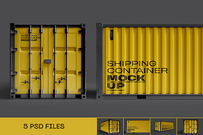 Shipping Container Mockup box branding cargo delivery design export freight front isolated metal ship shipment shipping shipping container shipping container mockup side storage