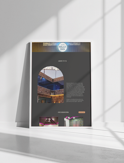 Relax Inn – Luxurious Dark-Themed Hotel Website Design amenities dark themed website design hotel room details hotel website landing page luxurious hotel website ui ui design uiux design user experience designer user interface designer ux design web design