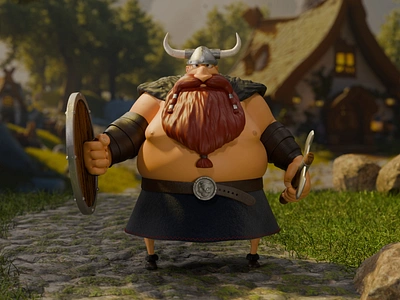 3d character. Viking 3d animation character ui