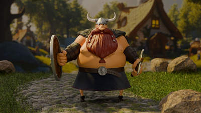 3d character. Viking 3d animation character ui