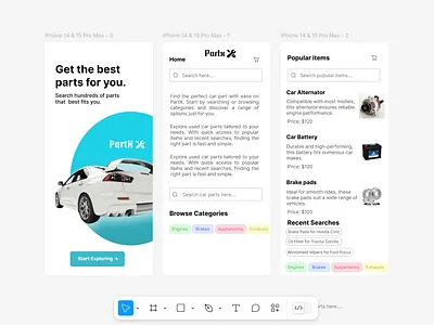 cars parts app design in figma ui/ux app apps bannner css figma flex html java ui ux