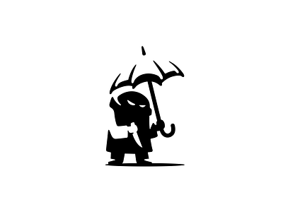 Stranger under rain Logo brand branding evil for sale illustration killer knife logo mark nagual design rain stranger umbrella