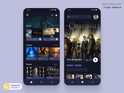 #DailyUI #025 - TV App - Mobile UI design gfx graphic design ui uix ux ux ui design uxui design