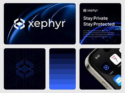 XephyrVPN - Logo Design and Branding app artificial intelegent brand brand identity branding design guard hexagon illustration logo logo design minimalist mobile security simple tech ui vpn