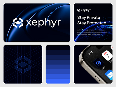 XephyrVPN - Logo Design and Branding app brand brand identity branding design graphic design guard hexagon illustration logo logo design minimalist mobile security simple tech ui vpn