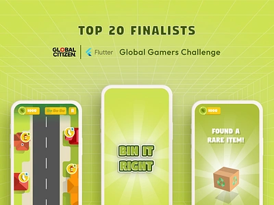 Bin It Right: Flutter Global Gamers Challenge app branding design flutter game gamedesign graphic design illustration logo typography ui ux vector