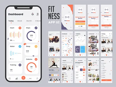 Fitness App UI Design app ui app ui design design figma fitness ap ui graphic design illustration illustrator ui uiux