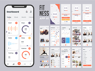 Fitness App UI Design app ui app ui design design figma fitness ap ui graphic design illustration illustrator ui uiux