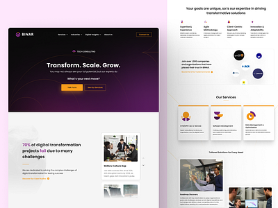 BINAR - Tech Consulting Service Landing Page animation branding graphic design logo motion graphics ui uiux ux vector