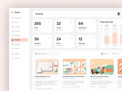 Taskie – Task & Project Management Dashboard creative dashboard creative projects figma template organized workspace portfolio feature portfolio page project management project showcase project tracing task dashboar task management taskie team portfolio ui inspiration ui showcase ui trends visual portfolio work showcase