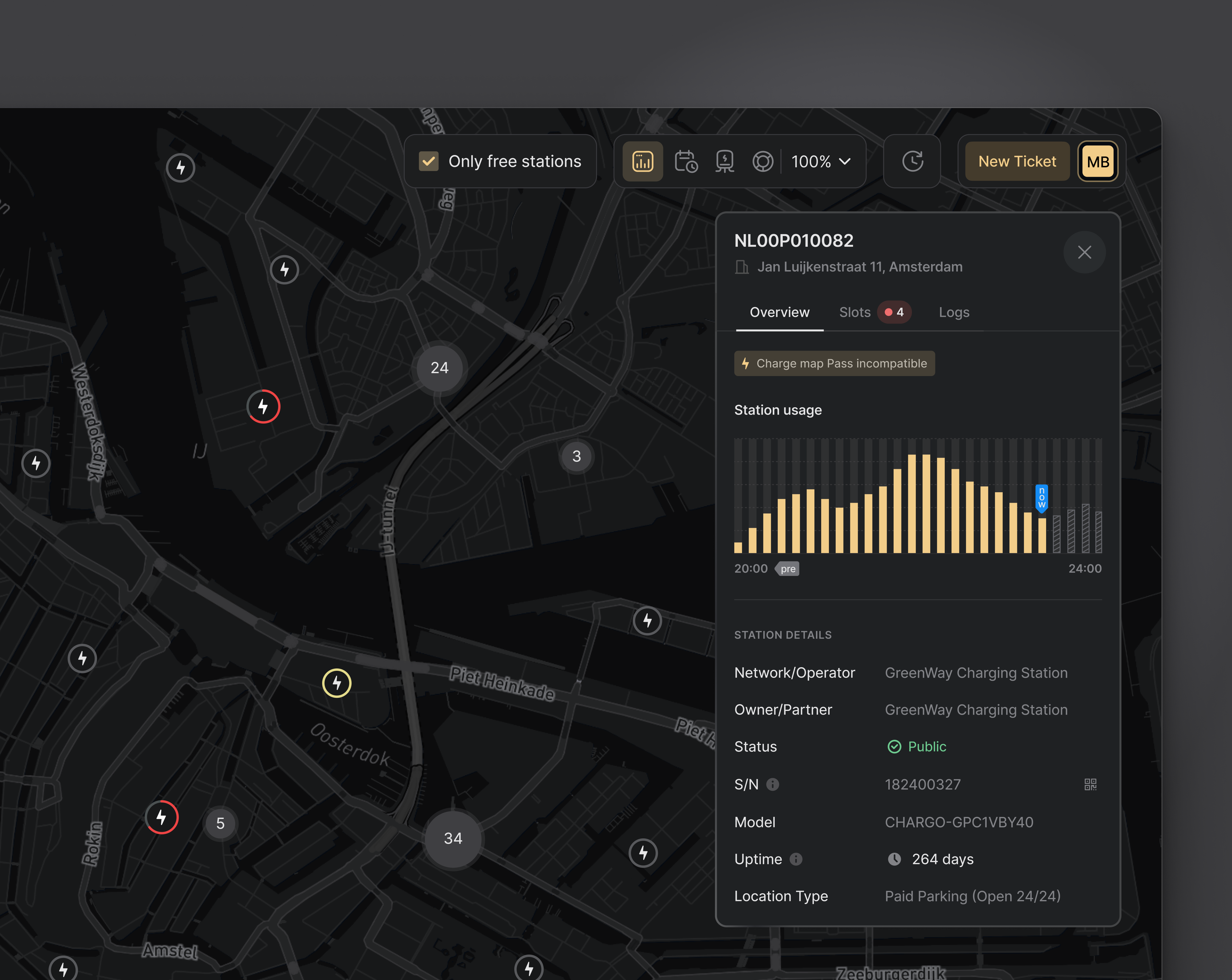 EV Stations Usage Sidebar alerts battery dark eco friendly energy ev ev battery ev stations map mobility notifications product design saas sidebar ui