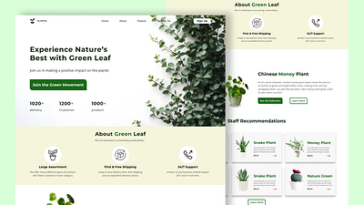 Green Leaf - Eco-Friendly Plant Shop Landing Page Design 🌱 cleanui ecofriendlydesign ecommercedesign environmentaldesign figmadesign greendesign greenleaf landingpagedesign minimaldesign moderndesign natureinspired organicdesign plantshop productshowcase responsivedesign shoplandingpage sustainability uiux userexperience webdesign