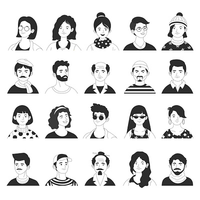 Big set of people avatars for social media kid