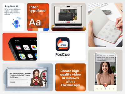 FoxCue Website Design & Branding bento blogger branding design logo design mobile app mobile app development sketching teleprompter app ui video production tool video scripting