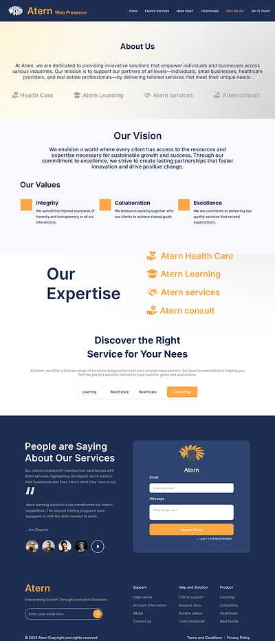 Website (Network Hub of atern) branding graphic design logo ui