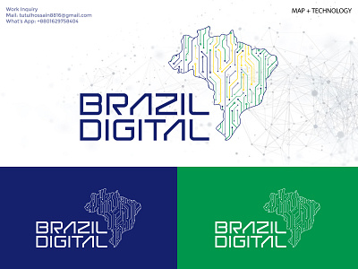 Brazil Digital Technology Logo Design brand brand identity branding brazil digital brazil digital logo brazil map logo digital map logo logo logo design logotype map logo modern logo tech logo technology logo technology logo design