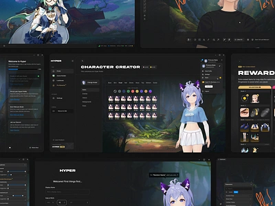 Hyper Online: Avatar VTuber Studio Desktop App app app design clean dark dashboard design desktop figma gaming interface product design software streaming ui ui design uidesign ux uxui vtube web app