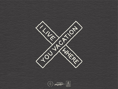 I Live Where You Vacation B&W Submark brand design brand identity branding branding design clean hand drawn identity design letter logo logo design minimal modern sans serif simple travel type typography vintage visual identity x