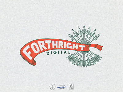 Forthright Digital Alt. Master Logo arrows banner brand design brand identity branding branding design dutch hand drawn identity design illustration logo logo design marketing medieval netherlands retro type typography vintage visual identity