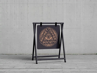 Secret Coffee Society Logo Mockup brand design brand identity branding branding design coffee dark esoteric hand drawn identity design logo logo design mock up mockup occult secret sign signage triangle vintage visual identity