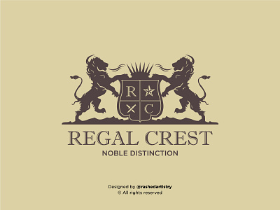 Regal Crest - Noble Distinction Logo Design animal branding crest crown design emblem graphic design illustration lion logo logo design logos luxury mascot minimalist modern pictorial royel symbol vector