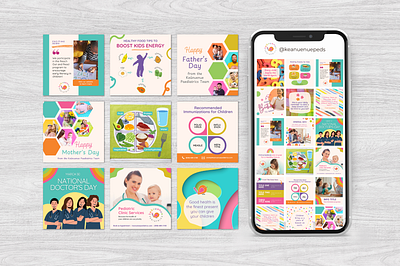 Pediatric Clinic Custom-Designed Canva Templates (client work) canva templates case study client work colorful branding colorful instagram colorful social media instagram social media