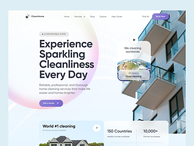 Home Cleaning 🧹 Website Design cleaning creative design home interface product searvice startup ui ux website