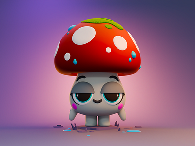 Mellow Shroom 3d 3d art 3d character 3d design art character character design cute design digital art game design graphic design illustration illustrator mascot motion graphics mushroom render ui vector