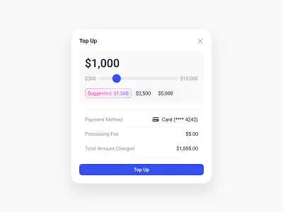 Suggested top up amount app clean design minimal saas topup ui ux wallet