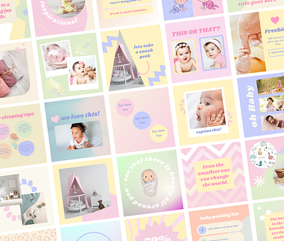 Baby Business Social Media Canva Templates baby baby brand baby business canva canva templates cute graphics cute instagram cute social media instagram pastel templates toddler