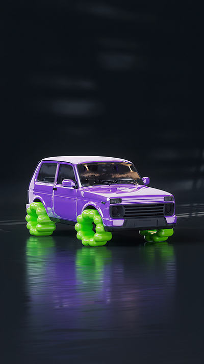 Niva Gummy 3d 4x4 animation car cartoony cinema4d design gotham graphic design illustration isometric lowpoly niva niva3d render stylized ui