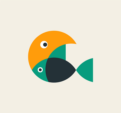 toucan & fish logo animals bird fish graphic design icon illustration logo symbol toucan fish logo