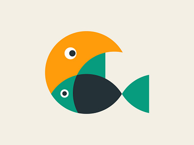 toucan & fish logo animals bird fish graphic design icon illustration logo symbol toucan fish logo