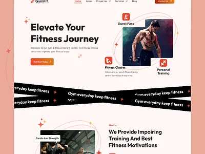 Fitness Journey website design. branding design fitinspiration fitlife fitness goal graphic design healthyliving typography ui ux