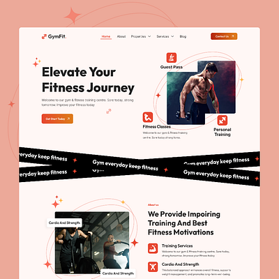 Fitness Journey website design. branding design fitinspiration fitlife fitness goal graphic design healthyliving typography ui ux