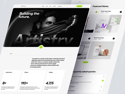 Artistry - Webflow Portfolio Template design design portfolio elegant landing page marketer personal cv template testimonial ui unified ui unifiedui user interface ux website