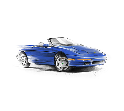 Lotus Elan cardesign drawing illustration marcou pencil photoshop