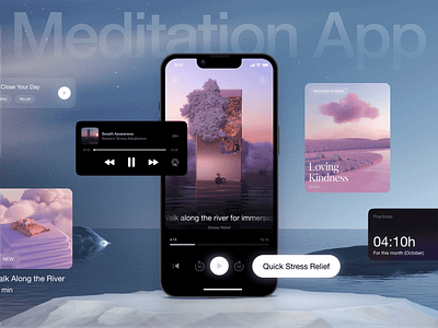 Meiya | Meditation Mobile App Design app app design astrology calm design meditate meditation meditation app meditation design mobile mobile app mobile app design player relax sleep sound tracker ui ui design yoga