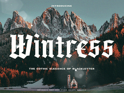 Wintress Gothic Elegance of Blackletter Font animation blackletter branding design display font fraktur font gothic gothic font graphic design lettering logo tattoo typeface typography ui vintage